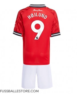 Günstige Manchester United Rasmus Hojlund #9 Heimtrikotsatz Kinder 2025-26 Kurzarm (+ Kurze Hosen)